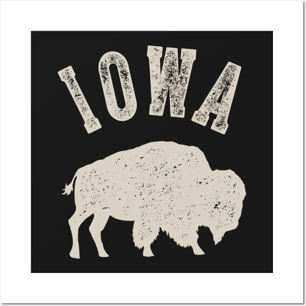 Vintage Iowa Buffalo Bison Wall Art by MerchFrontier